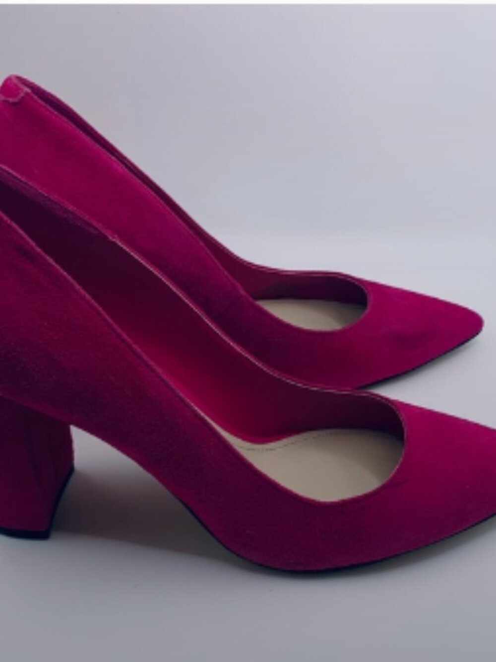 Marc Fisher Dark Pink Suede Block Heel Pointy Toe Pumps